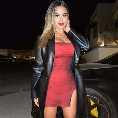 Mesh Double Layer Sexy Dress Women, Sleeveless Skinny Bodycon Party, Bandage Elastic Split Clubwear Trend