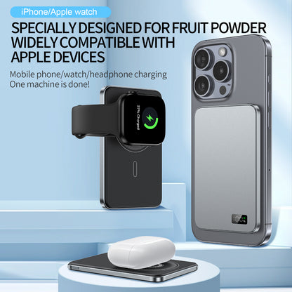 Magnetic Power Bank Wireless Fast Charger For Magsafe, Slim Alloy Backup Battery For iPhone and iWatch