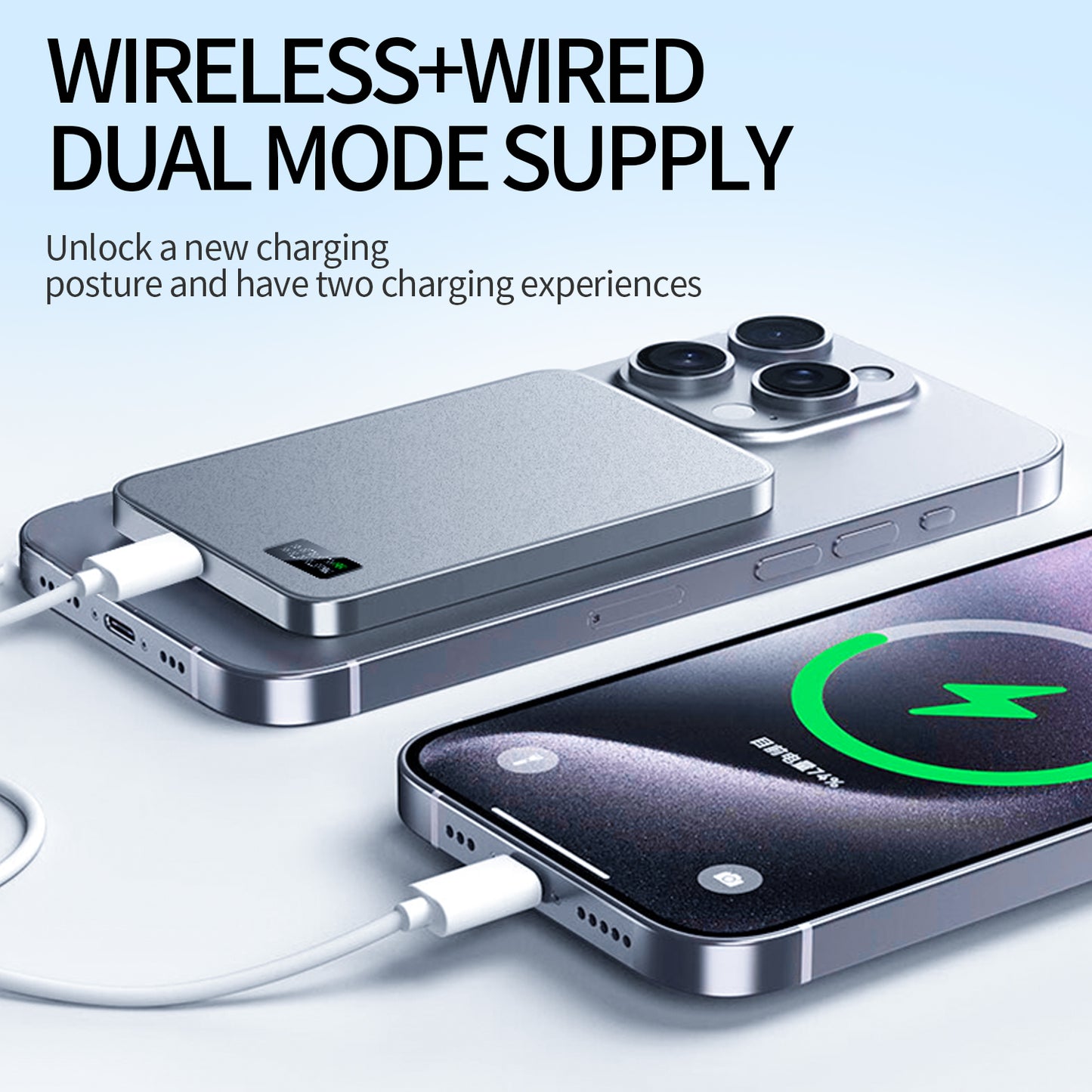Magnetic Power Bank Wireless Fast Charger For Magsafe, Slim Alloy Backup Battery For iPhone and iWatch