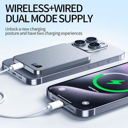 Magnetic Power Bank Wireless Fast Charger For Magsafe, Slim Alloy Backup Battery For iPhone and iWatch