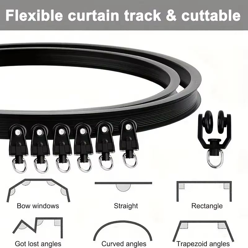 Flexible Bendable Curtain Track System – Heavy-Duty Ceiling or Wall Mount Curved Rail for RVs and Room Dividers