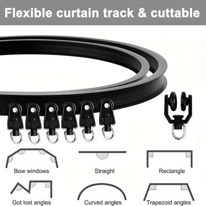 Flexible Bendable Curtain Track System – Heavy-Duty Ceiling or Wall Mount Curved Rail for RVs and Room Dividers