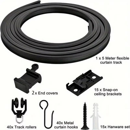 Flexible Bendable Curtain Track System  HeavyDuty Ceiling Or Wall Mount Curved Rail For RVs And Roo 9