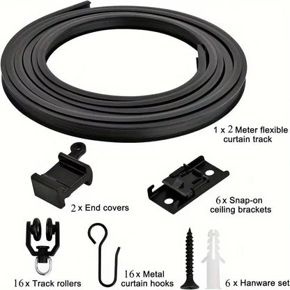 Flexible Bendable Curtain Track System  HeavyDuty Ceiling Or Wall Mount Curved Rail For RVs And Roo 6