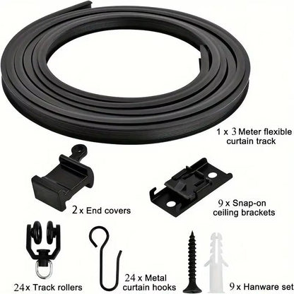 Flexible Bendable Curtain Track System  HeavyDuty Ceiling Or Wall Mount Curved Rail For RVs And Roo 7