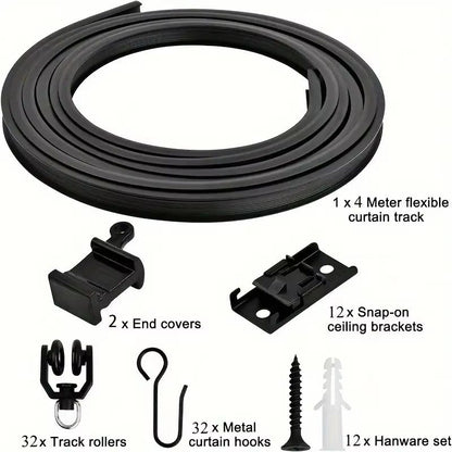 Flexible Bendable Curtain Track System  HeavyDuty Ceiling Or Wall Mount Curved Rail For RVs And Roo 8