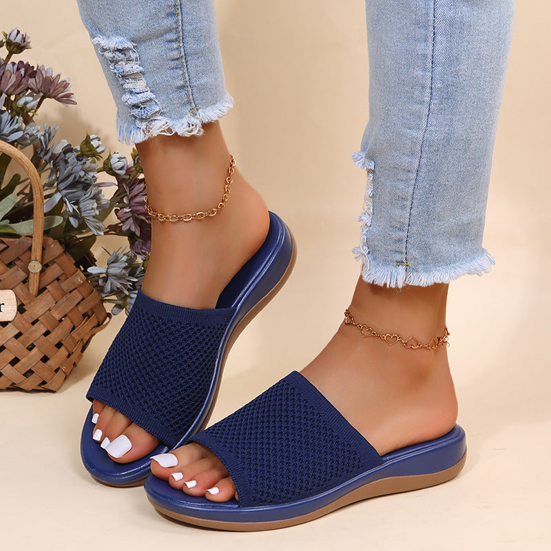 Soft Flat Women Sandals, Stylish Stretch Fabric Summer Sandals & Women Stretch Fabric Summer Elegant Slippers Shoes