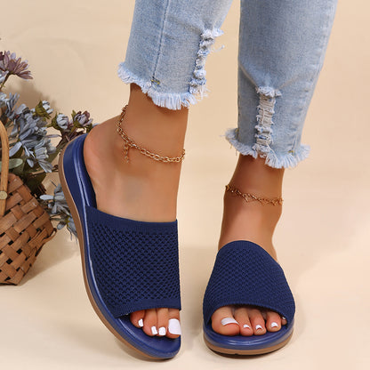 Soft Flat Women Sandals Stylish Stretch Fabric Summer Sandals  Els Women Stretch Fabric Summer Eleg 2