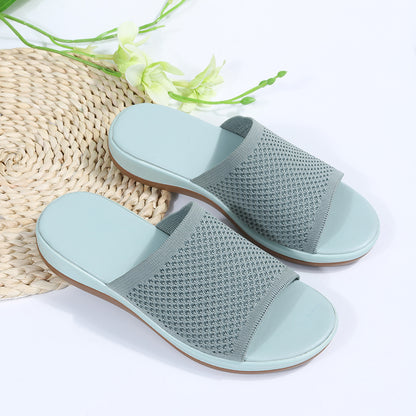 Soft Flat Women Sandals Stylish Stretch Fabric Summer Sandals  Els Women Stretch Fabric Summer Eleg 8