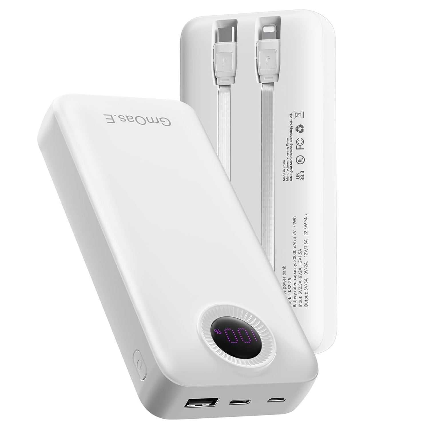 Fast Charging Power Bank, Portable Charger, Dual Input, Multi Output, Compatible with iPhone and Samsung Devices