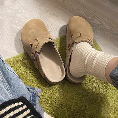 Retro Womens Slingback Suede Clogs Soft Soled Round Toe ThickSoled Fashion Shoes For Outdoor  Beach 1