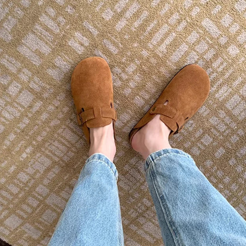 Retro Womens Slingback Suede Clogs Soft Soled Round Toe ThickSoled Fashion Shoes For Outdoor  Beach 3