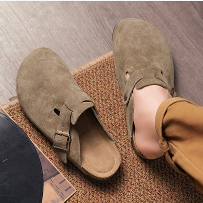 Retro Womens Slingback Suede Clogs Soft Soled Round Toe ThickSoled Fashion Shoes For Outdoor  Beach 8