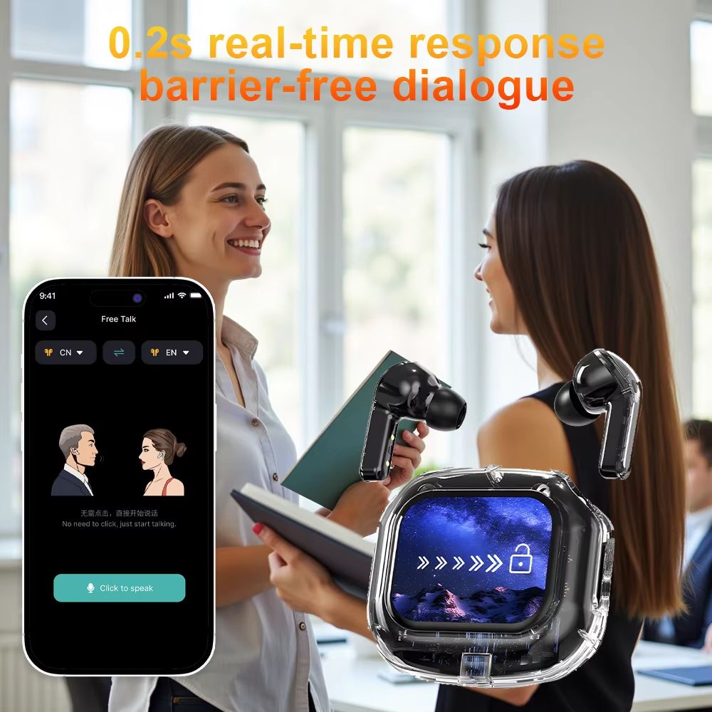 Smart Translation Touch Bluetooth Headphones  Wireless HiFi Earbuds With RealTime Voice Translation 2