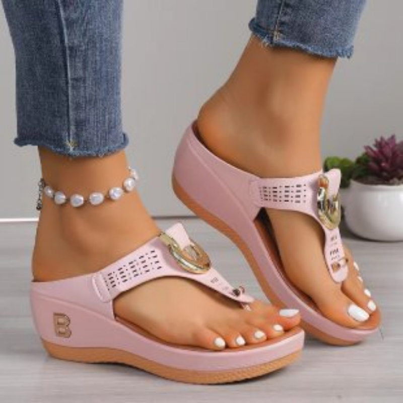Lightweight Simple Womens Summer Sandals with Hook & Loop, Outdoor Hollow-out Beach Casual Shoes Non Slip Flat Sea Sand