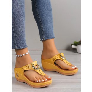 Lightweight Simple Womens Summer Sandals with Hook & Loop, Outdoor Hollow-out Beach Casual Shoes Non Slip Flat Sea Sand