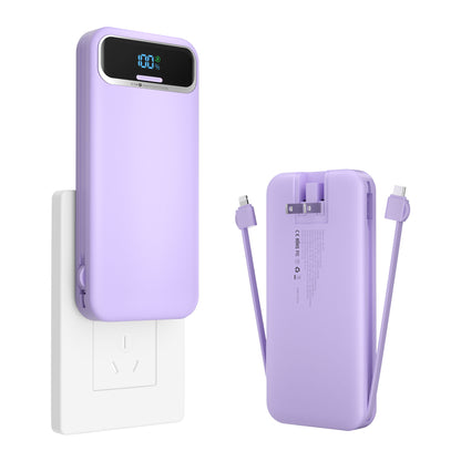 Power Bank, Built-in Cables, 20W Ultra Thin Fast Charging for iPhone, Samsung, Tablet, Travel Power Charger