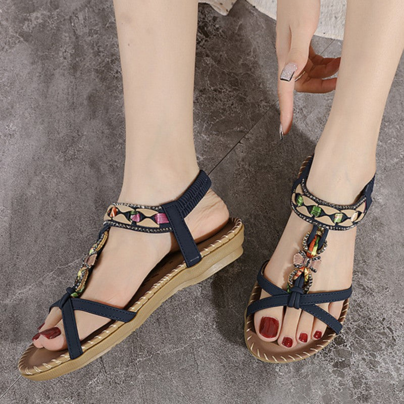 Stylish Women Sandals Shoes Summer Soft Wedge Sandals For Ladies Beach Walking Footwear Lightweight 3