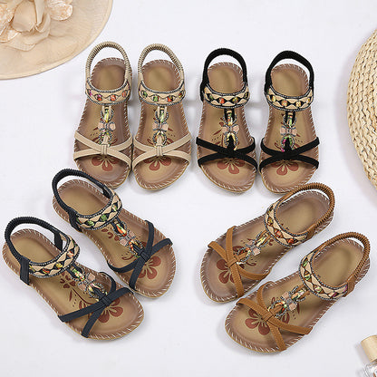 Stylish Women Sandals Shoes Summer Soft Wedge Sandals For Ladies Beach Walking Footwear Lightweight 4