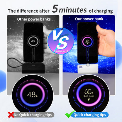 Fast Charging Portable Charger Mini Power Bank Foldable USBC Lightning External Battery For IPhone  2
