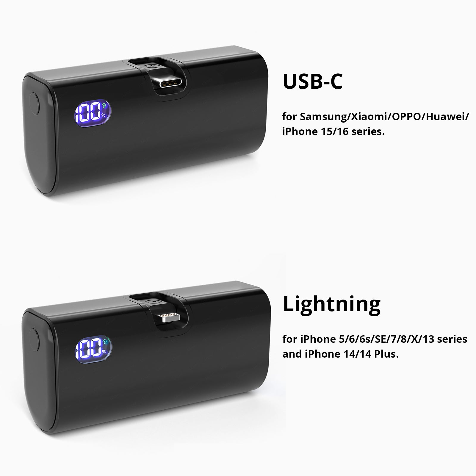 Fast Charging Portable Charger Mini Power Bank Foldable USBC Lightning External Battery For IPhone  4