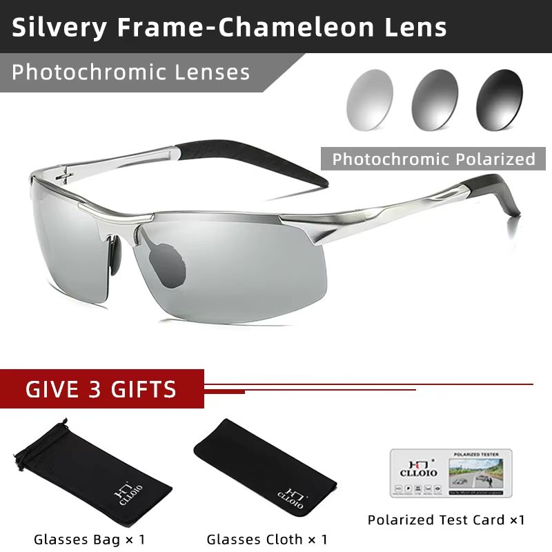 CLLOIO Aluminum Polarized Photochromic Sunglasses For Men  UV Protection AntiGlare Chameleon Drivin 9