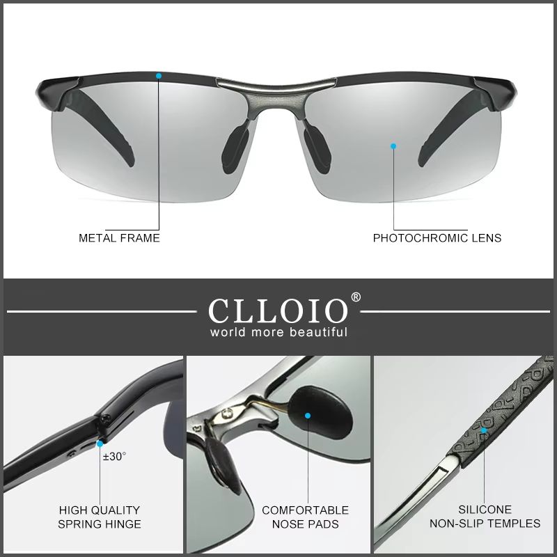 CLLOIO Aluminum Polarized Photochromic Sunglasses For Men  UV Protection AntiGlare Chameleon Drivin 3