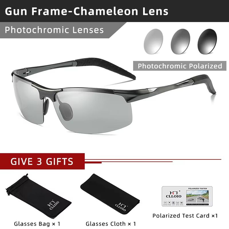 CLLOIO Aluminum Polarized Photochromic Sunglasses For Men  UV Protection AntiGlare Chameleon Drivin 8