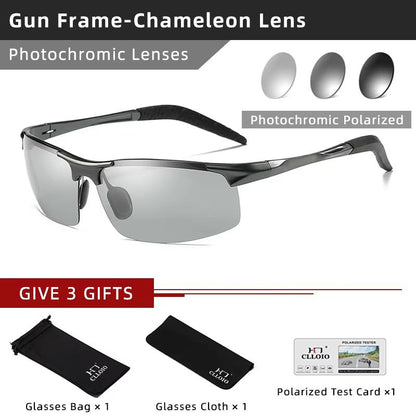 CLLOIO Aluminum Polarized Photochromic Sunglasses For Men  UV Protection AntiGlare Chameleon Drivin 8