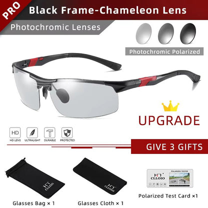 CLLOIO Aluminum Polarized Photochromic Sunglasses For Men  UV Protection AntiGlare Chameleon Drivin 12