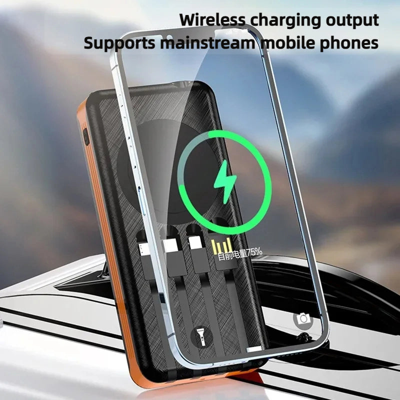 Solar Power Bank By Xiaomi Wireless Fast Charging Battery Large Capacity Portable Charger Dual USB  2