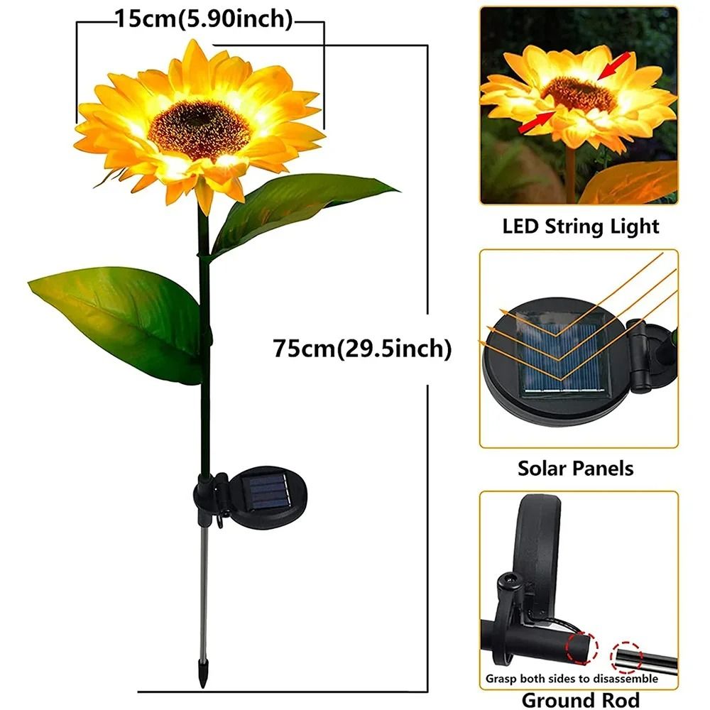 Simulated Solar Sunflower Smart Garden Light Waterproof LED 1