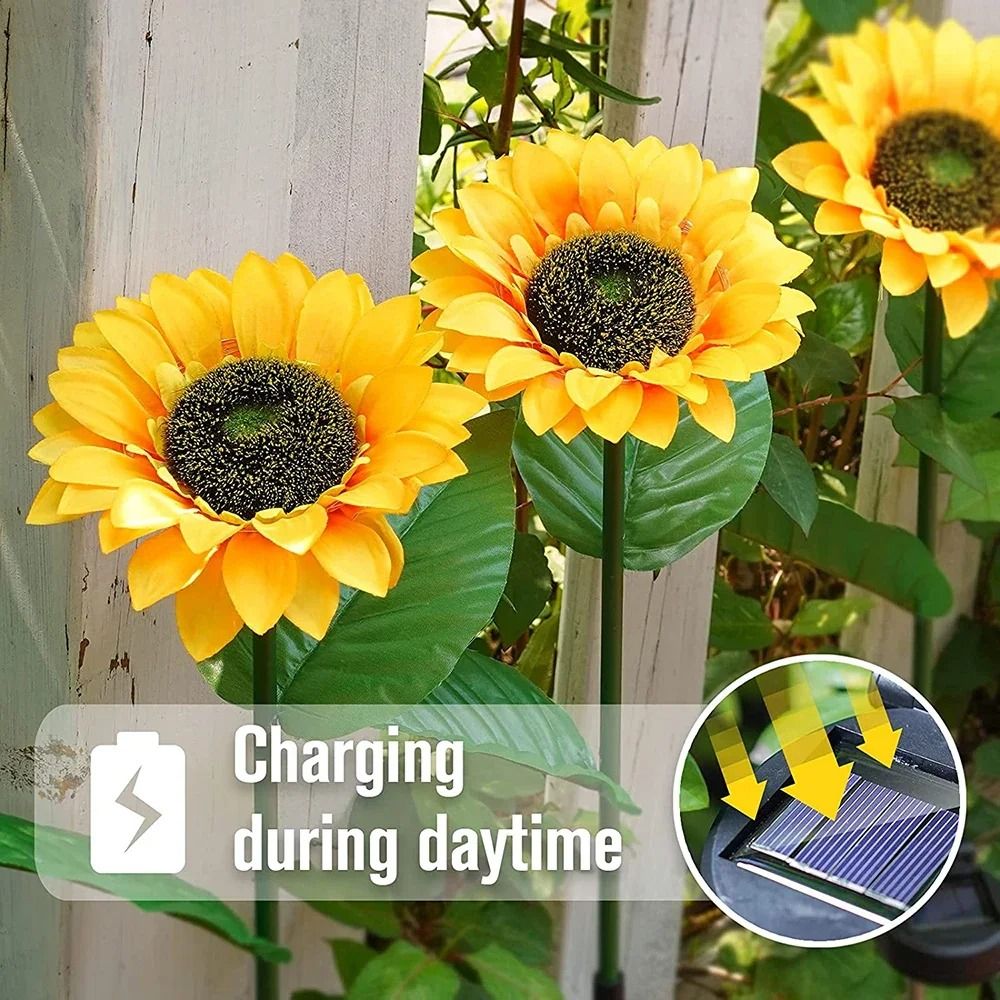 Simulated Solar Sunflower Smart Garden Light Waterproof LED 5