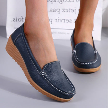 Genuine Leather Women Flats Wedge Walking Nurse Shoes Lightweight SlipOn Loafers  Barefoot Moccasin 3