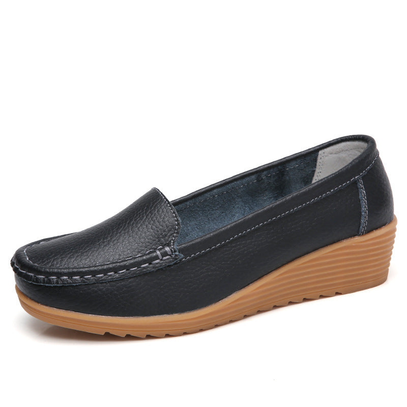 Genuine Leather Women Flats Wedge Walking Nurse Shoes Lightweight SlipOn Loafers  Barefoot Moccasin 5