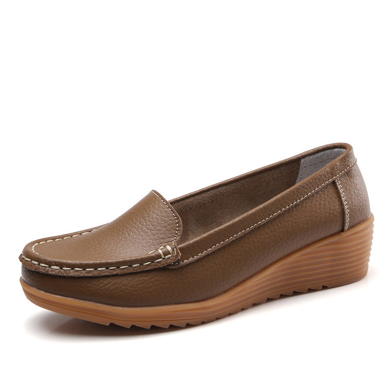 Genuine Leather Women Flats Wedge Walking Nurse Shoes Lightweight SlipOn Loafers  Barefoot Moccasin 7