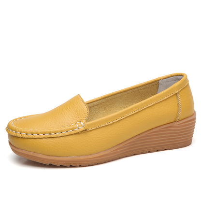 Genuine Leather Women Flats Wedge Walking Nurse Shoes Lightweight SlipOn Loafers  Barefoot Moccasin 6