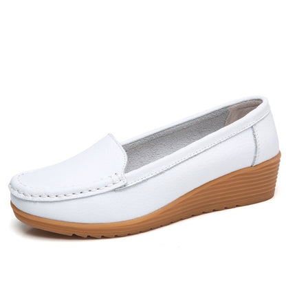 Genuine Leather Women Flats Wedge Walking Nurse Shoes Lightweight SlipOn Loafers  Barefoot Moccasin 8