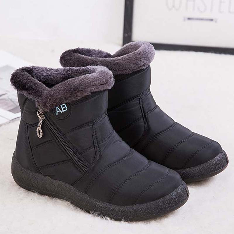 Waterproof Snow Women Boots, Soft Fur Comfortable Womens Winter Boots with Zipper, Warm Shoes for Cold Weather