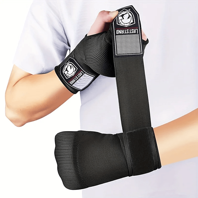 PowerStrike MMA Half Finger Gel Boxing Gloves with Wrist Wrap for Muay Thai and Training