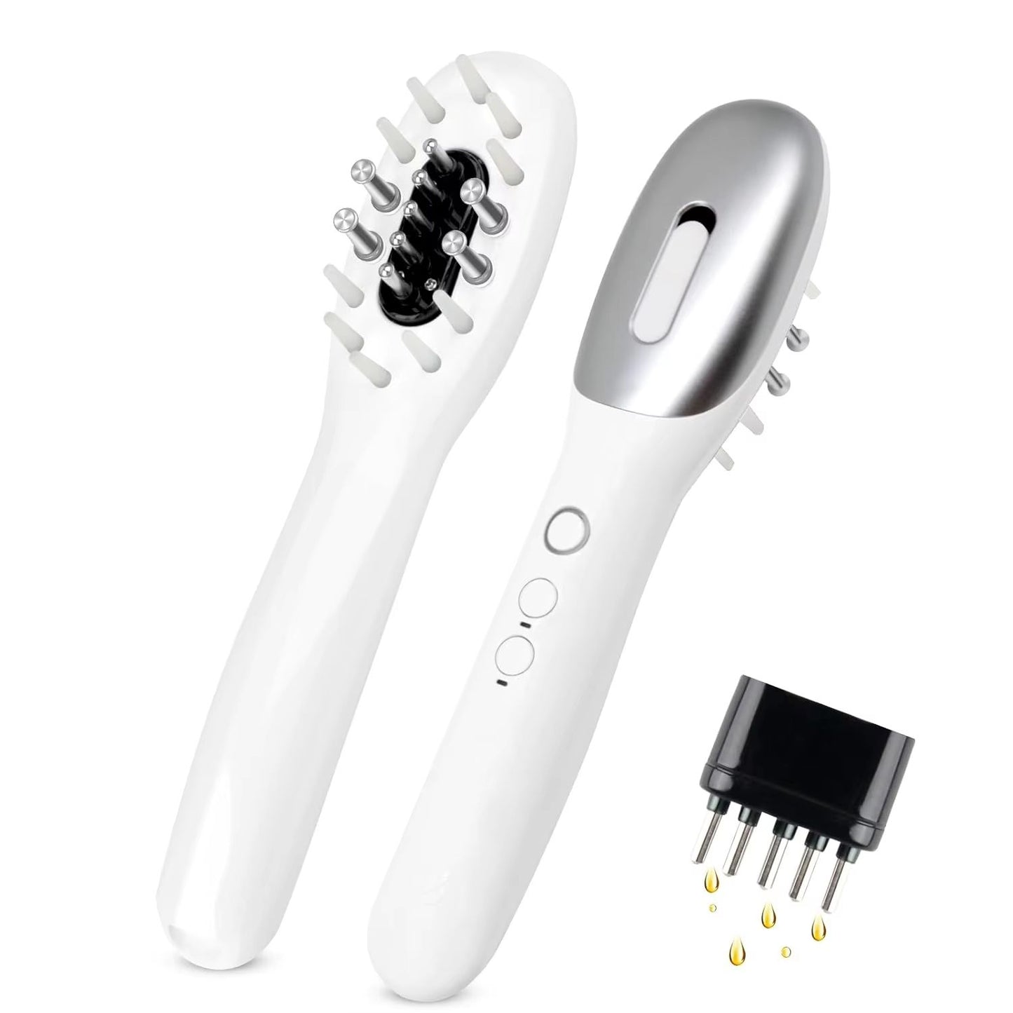 3-in-1 EMS Hair Growth Comb with Red & Blue Light Therapy - Scalp Massager and Hair Oil Dispenser for Anti Hair Loss