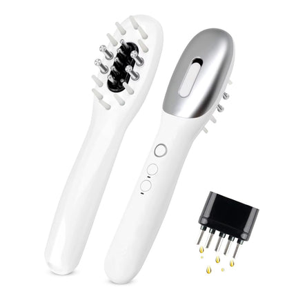 3-in-1 EMS Hair Growth Comb with Red & Blue Light Therapy - Scalp Massager and Hair Oil Dispenser for Anti Hair Loss
