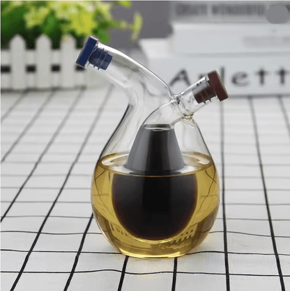 DualPour 2 In 1 Glass Oil And Vinegar Bottle Double Layer Condiment Dispenser For Kitchen Storage 1