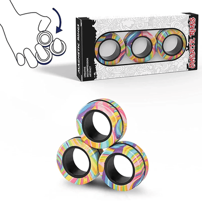 SpinMag Magnetic Fidget Rings Set 3 Pack Stress Relief Toy for Focus and Relaxation