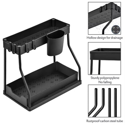 RShape DoubleLayer Kitchen Countertop Organizer  PullOut Sink Storage Rack For Kitchen  Bathroom 3
