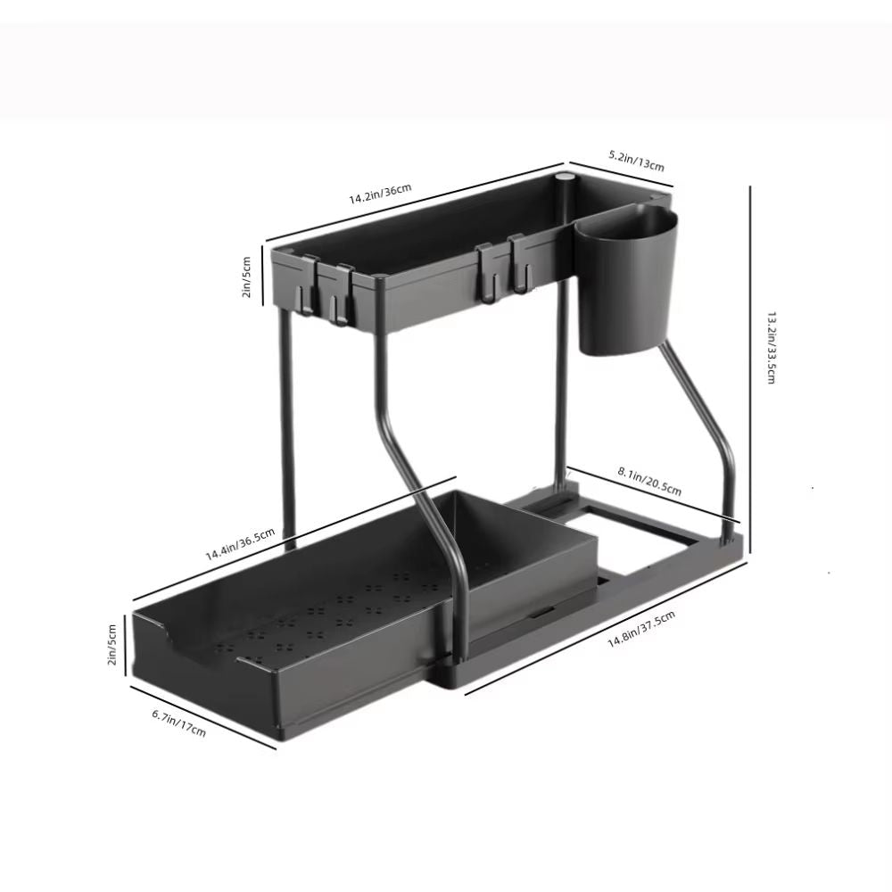 RShape DoubleLayer Kitchen Countertop Organizer  PullOut Sink Storage Rack For Kitchen  Bathroom 5