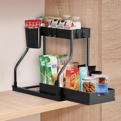 RShape DoubleLayer Kitchen Countertop Organizer  PullOut Sink Storage Rack For Kitchen  Bathroom 6