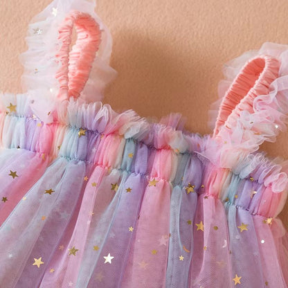 Sweet Summer Princess Sequin Dress  Flying Sleeve Bow Party Dress For Baby Girls 26 Years 5