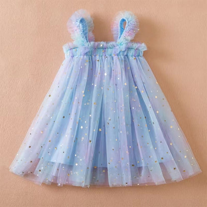 Sweet Summer Princess Sequin Dress  Flying Sleeve Bow Party Dress For Baby Girls 26 Years 7