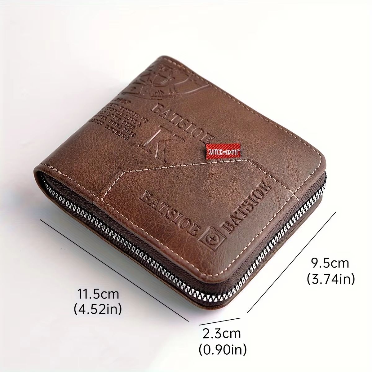 Mens Classic PU Leather Wallet  Zipper Short Wallet With Coin Pocket  Card Holder 1
